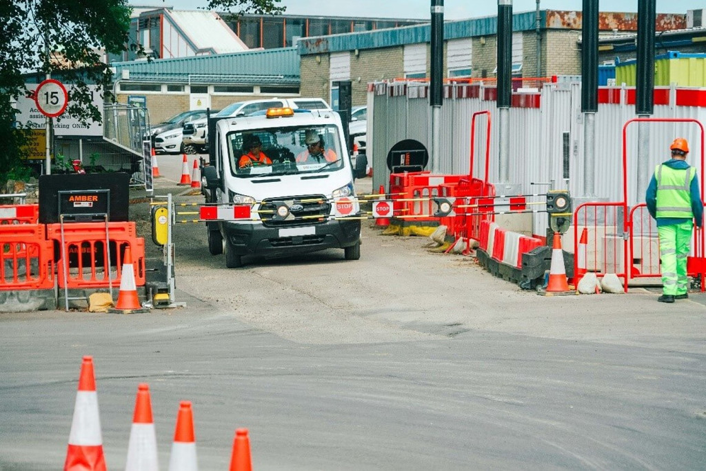 SentriGate vehicle access operating with van waiting to travel through