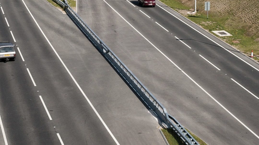 Aerial shot of Sologuard installed by road
