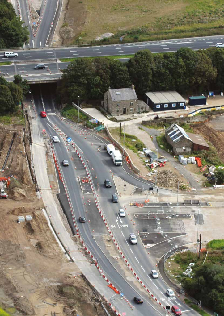 Aerial view of the MASS barrier system on the Heysham to M6 link