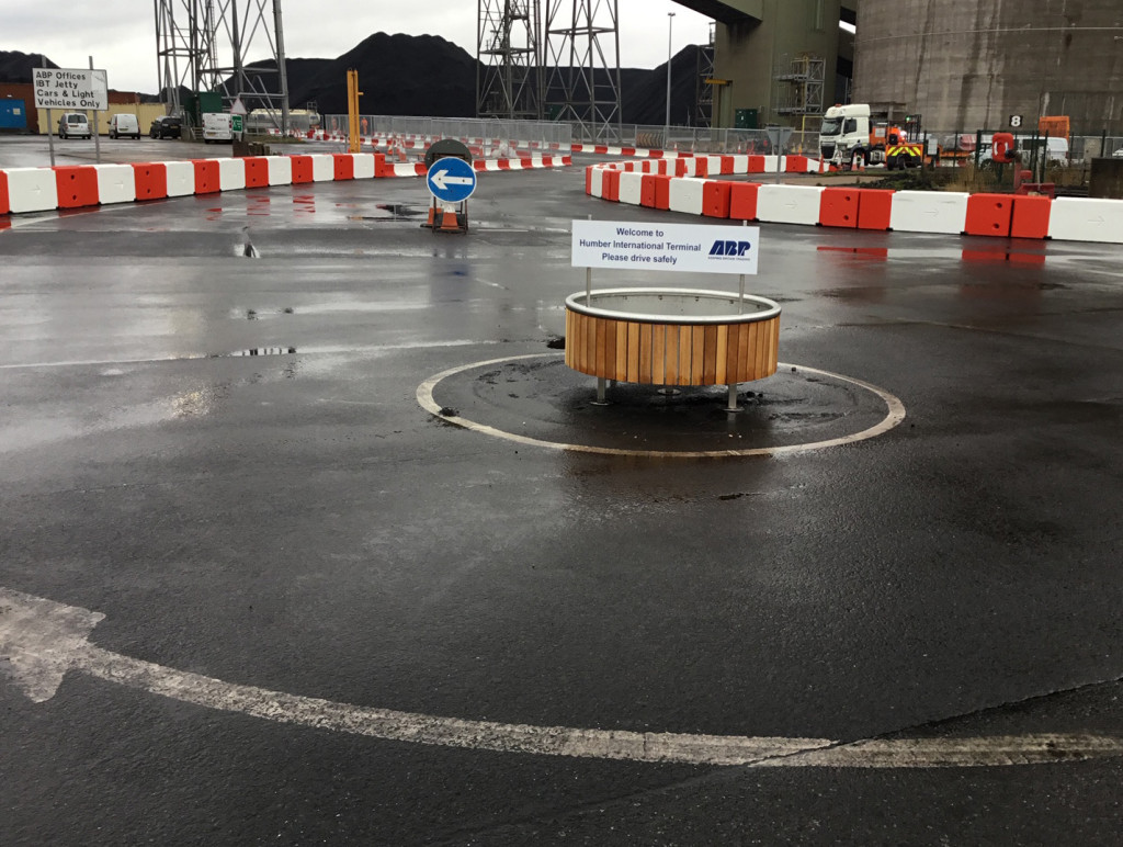 Photo at Associated British Ports with safety barriers installed