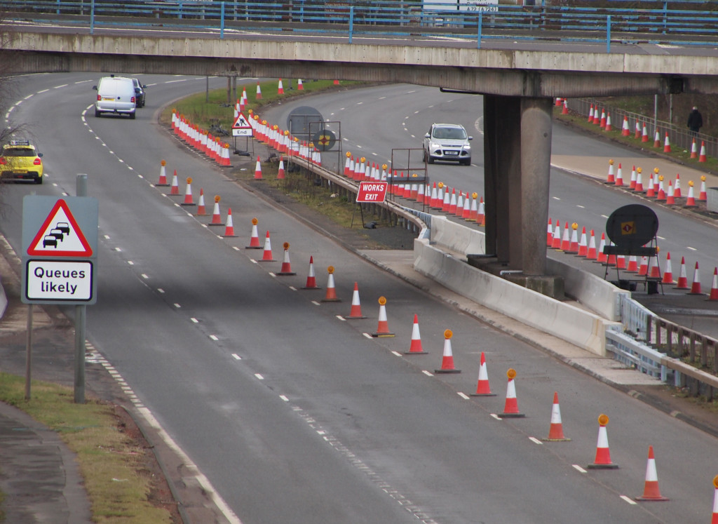 REBLOC concrete vehicle restraint systems protecting the M74 bridge piers