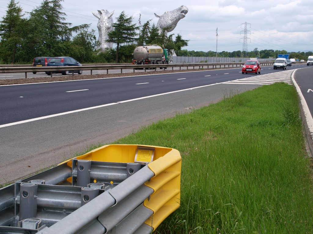 QuadGuard Crash Cushion installed on road