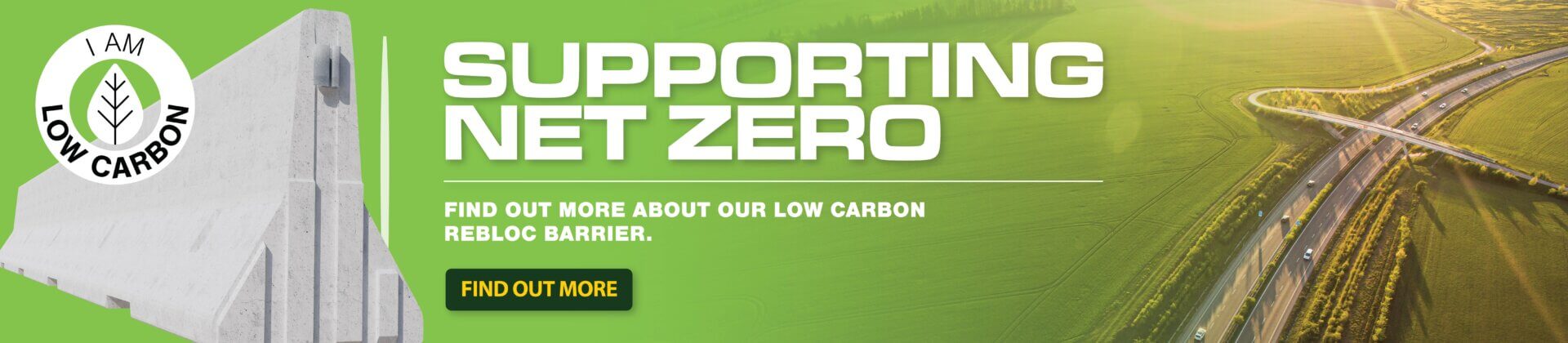 REBLOC LC low carbon concrete barrier supporting net zero
